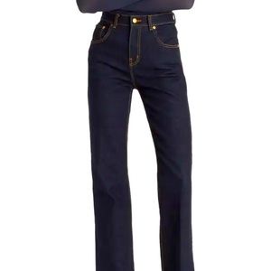 Tory Burch dark wash boot cut jeans size 30. Like new, non smoking house.